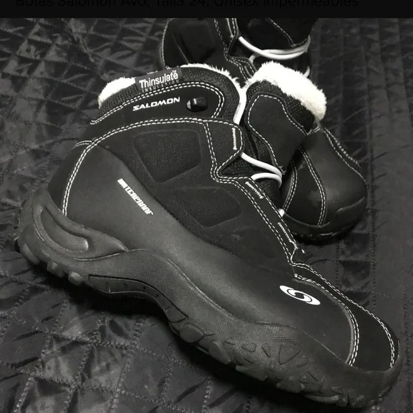 Salomon Black Waterproof Boots with White Accents - Picture 3 of 7